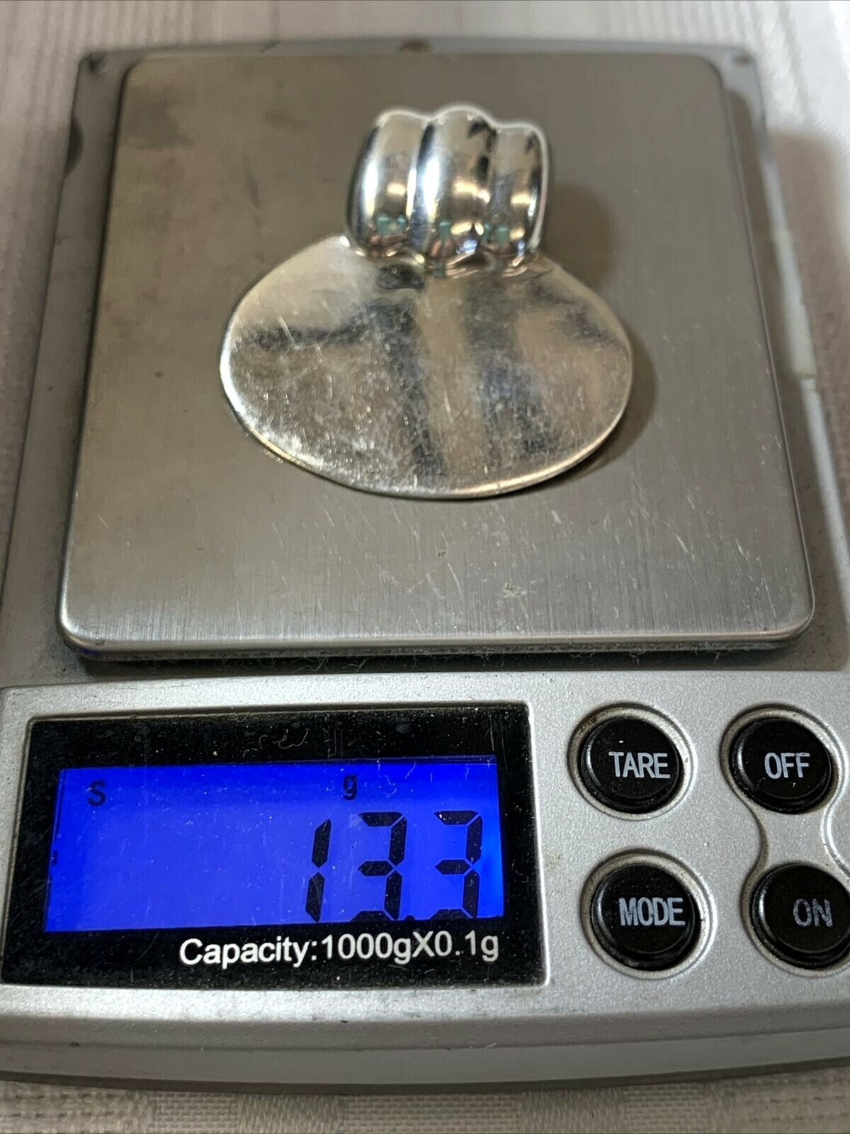 Vtg 925 Sterling Silver OVAL Slide Pendant 13.3g