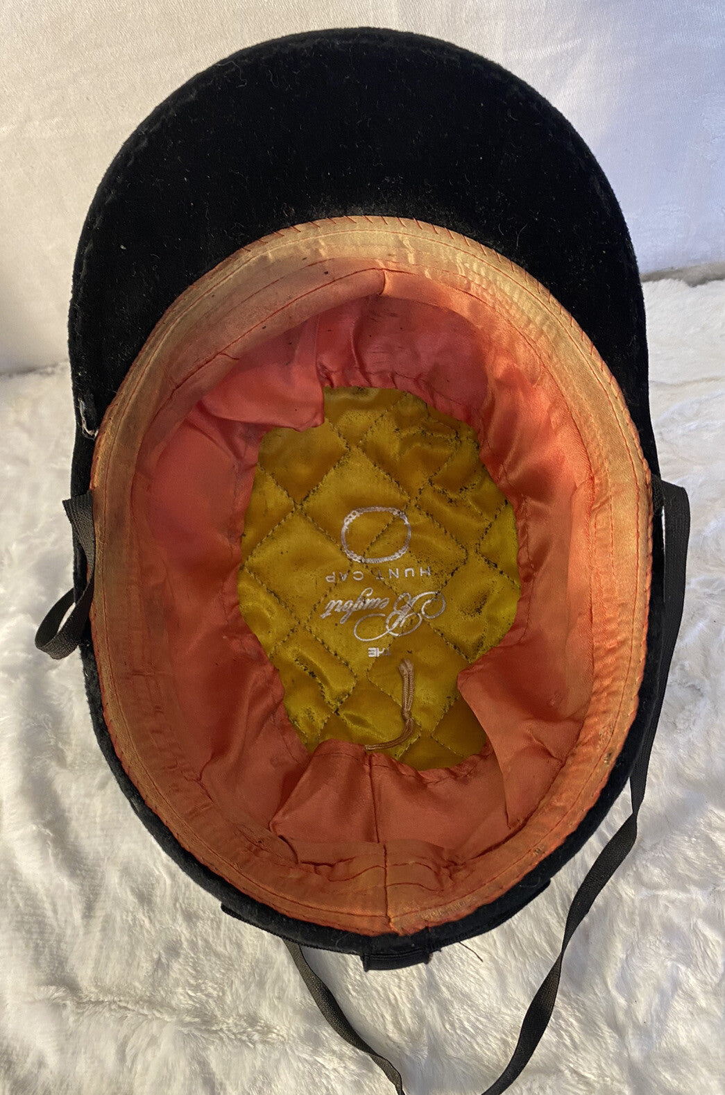 Beaufort Equestrian Hunt Cap Black Velour Horse Riding Helmet Vintage England