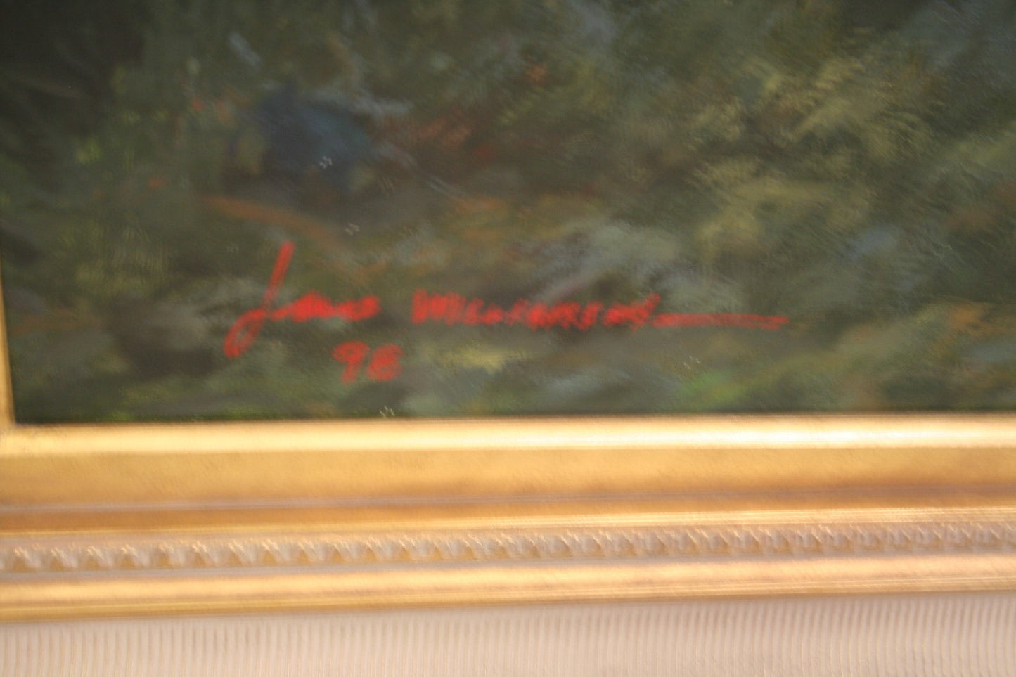 Oil Painting of Fox Hunt Scene Framed 5'x7' artist signed Wiliamson