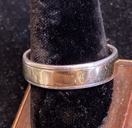 10k Yellow Gold & Sterling Silver Men's Ring Band Size 11.75 7.5g