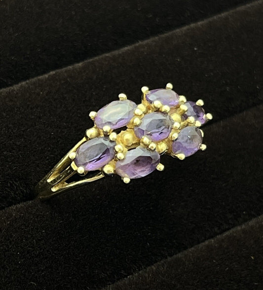 3g 14K Yellow Gold Multi Amethyst Stone Ring Size 6.75 ZRW Jewel America NYC