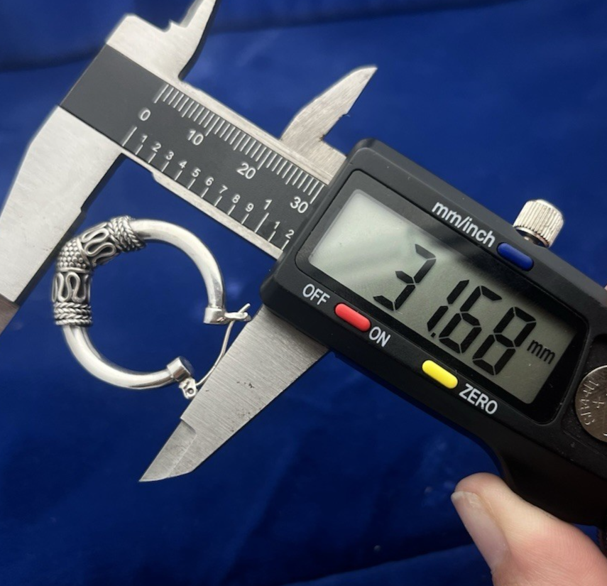 Vintage BA Suarti Bali Sterling Silver Textured Hoop Earrings