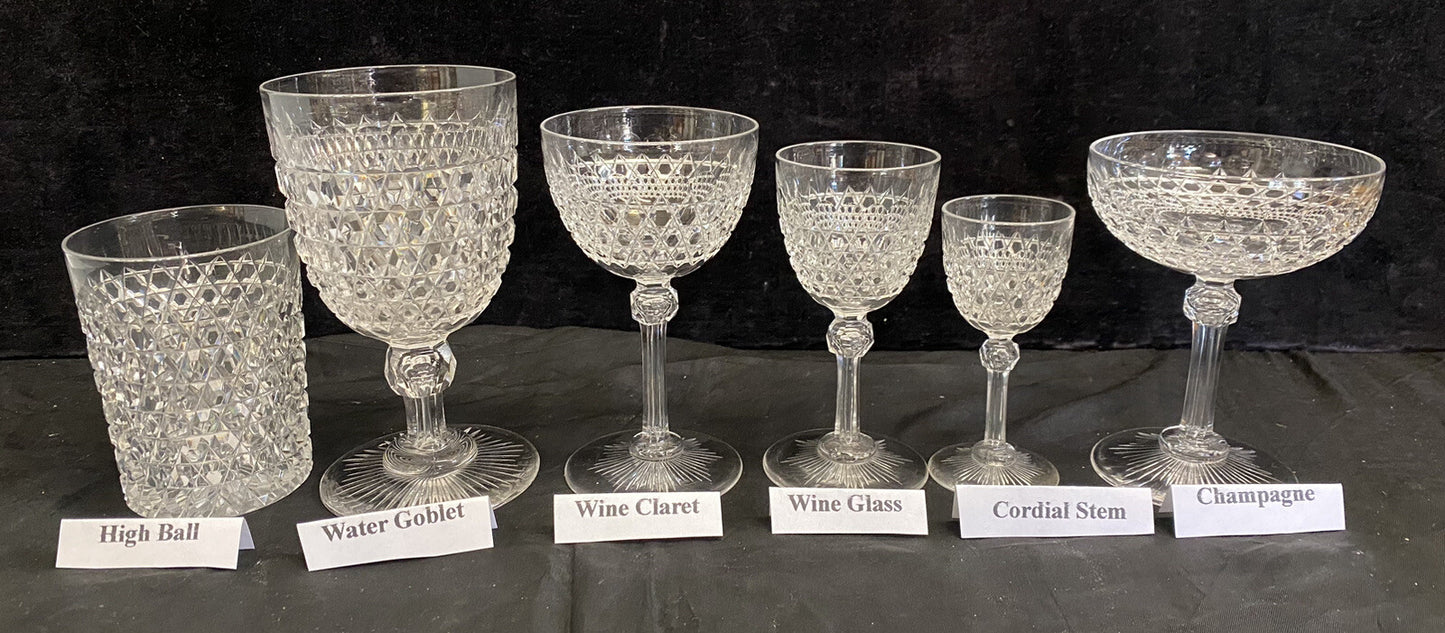 1 Stem Of Dorflinger Diamond Hob 4"Cordial Cut Glass From 1875 1 3/4"  W