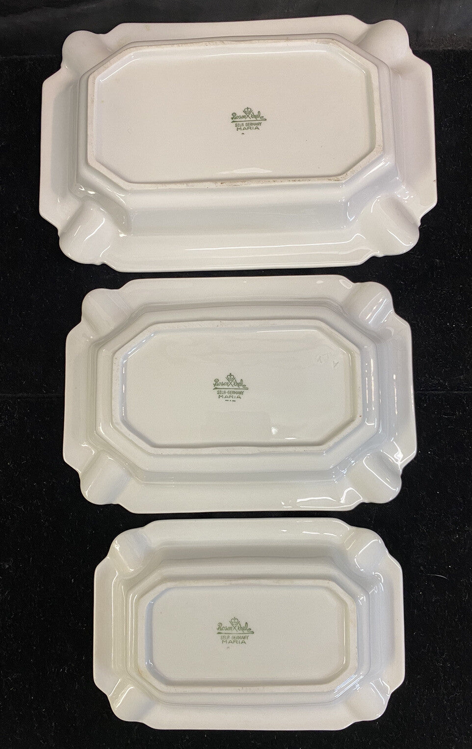 Rosenthal Maria White Classic Rose Set of 3 Stacking Ashtrays