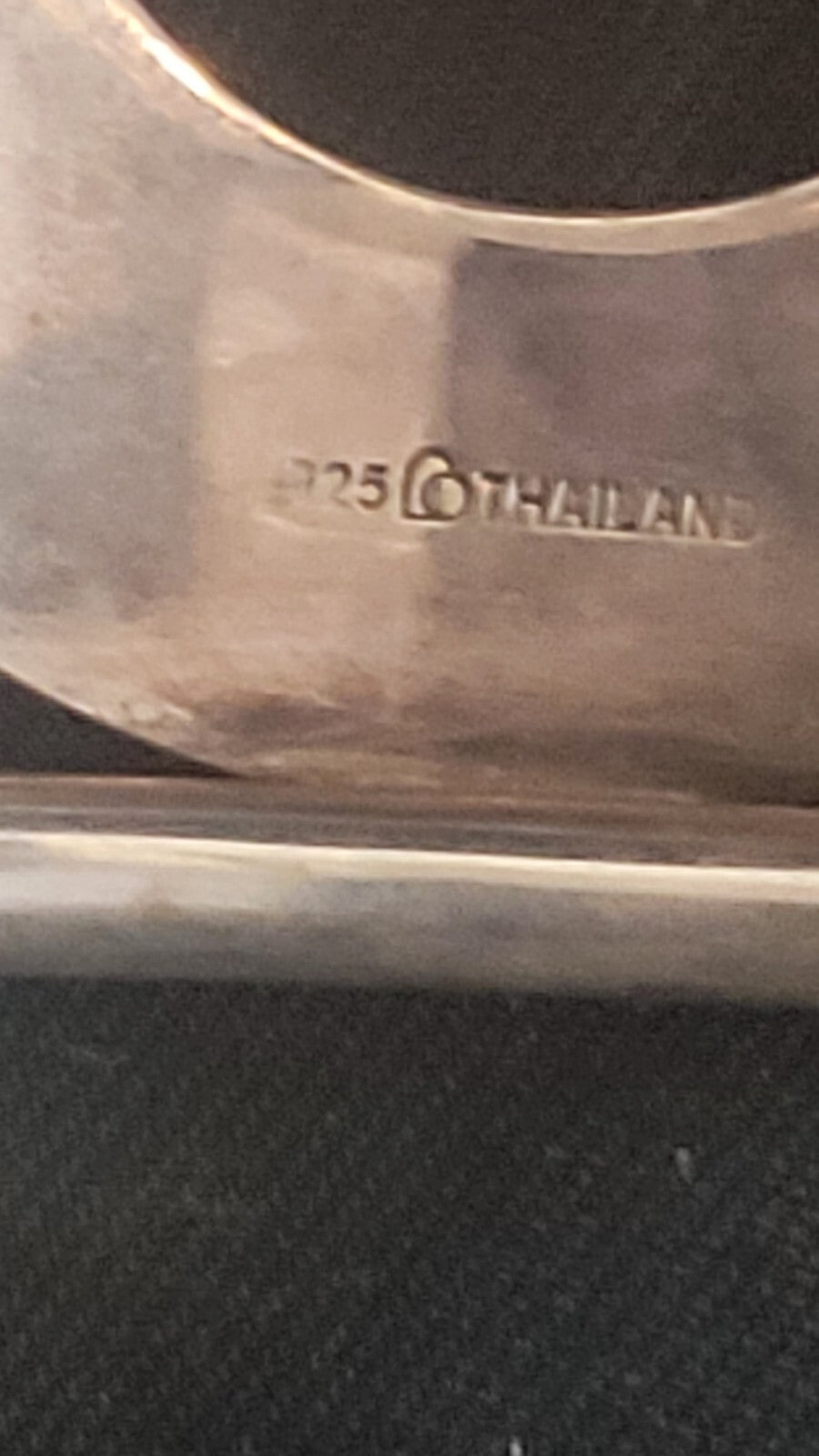 Sterling Circle Cut-Out Cuff Bracelet Marked Thailand 925 w designer logo