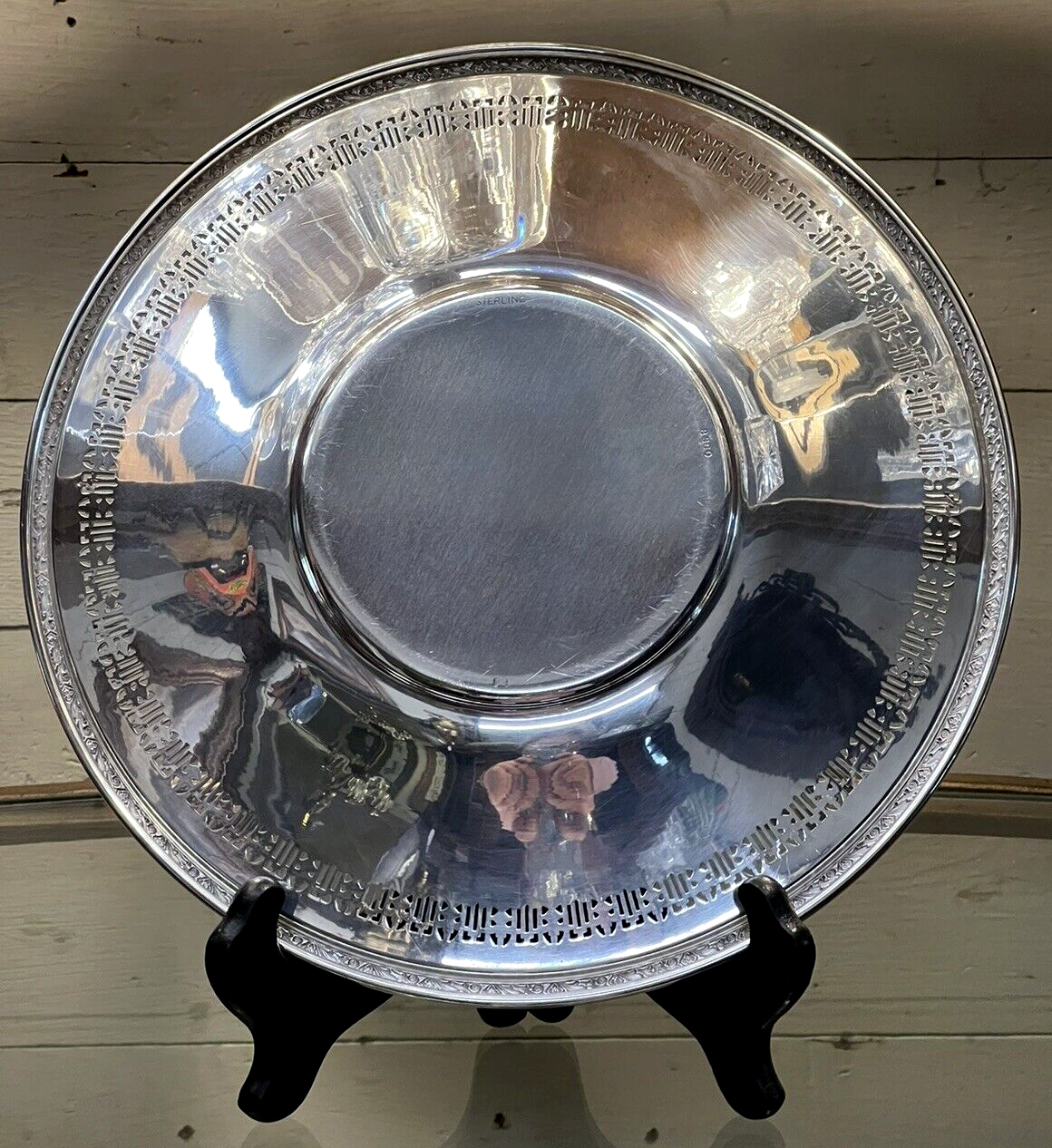 Sterling Silver .925 Plate 10"  Pierced Edge #8360  Baker Manchester Co 310 g NM