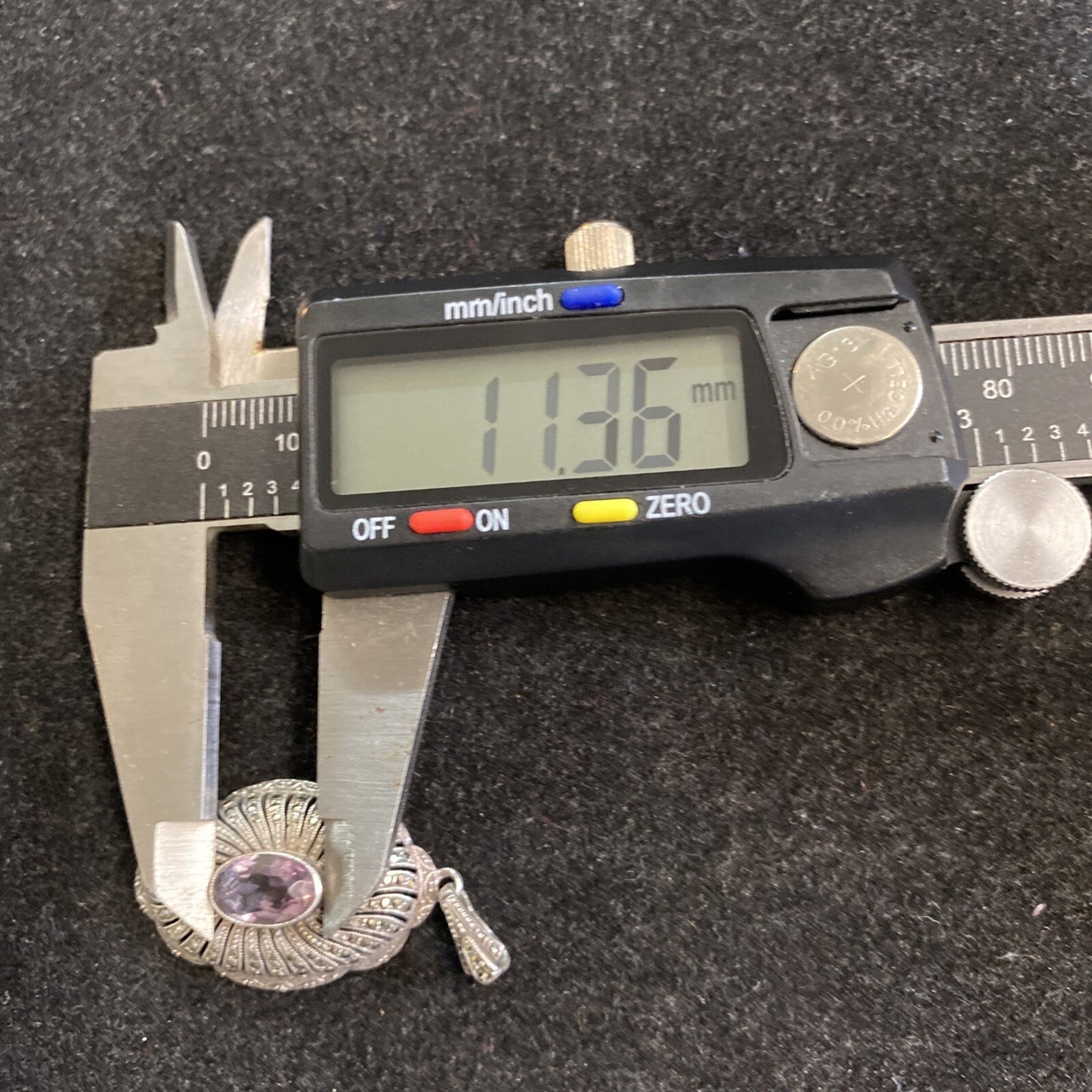 Victorian Sterling Silver & Amethyst Pendant 19th. Century 5.1g JM3