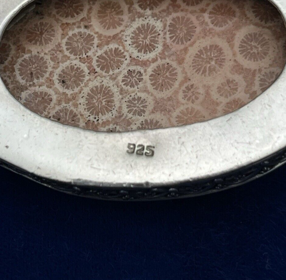 Sterling Silver Fossilized Bali Coral Pendant 30.2g