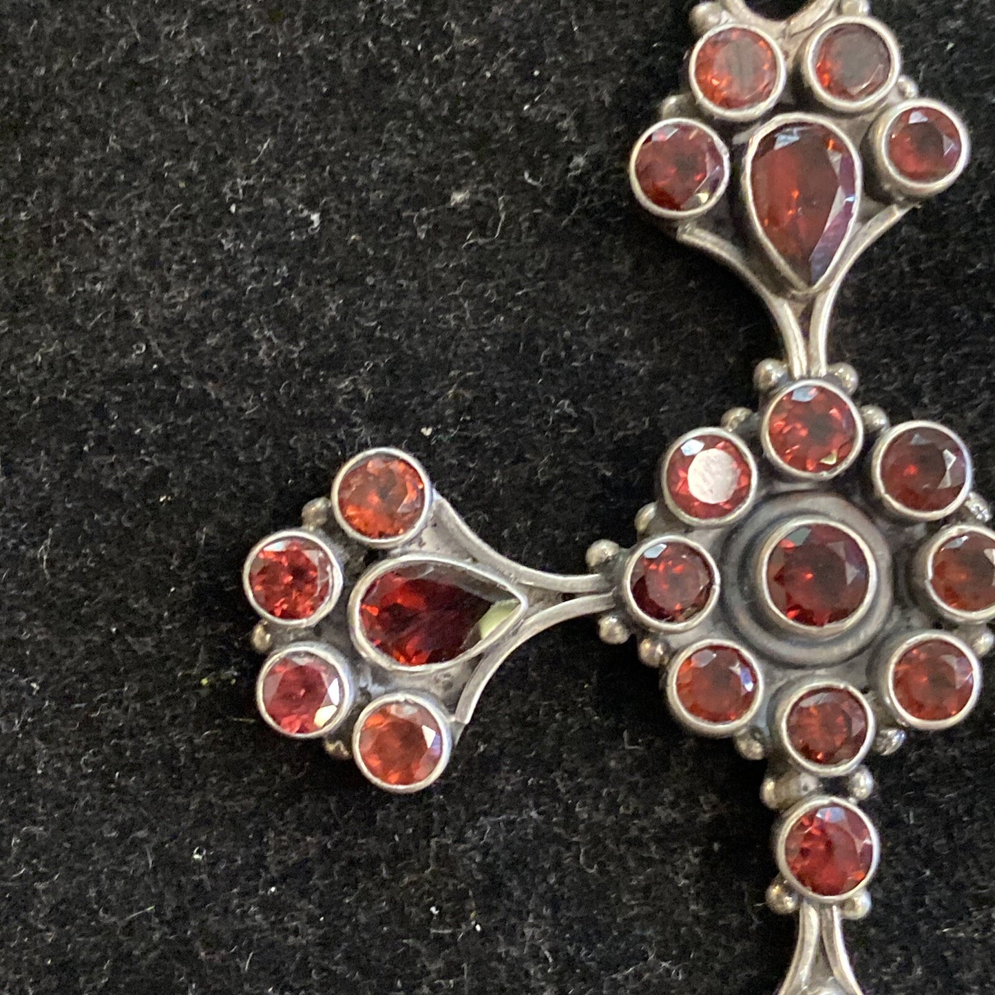 Sterling Silver 925 Garnet Stone Cross Pendant 20g