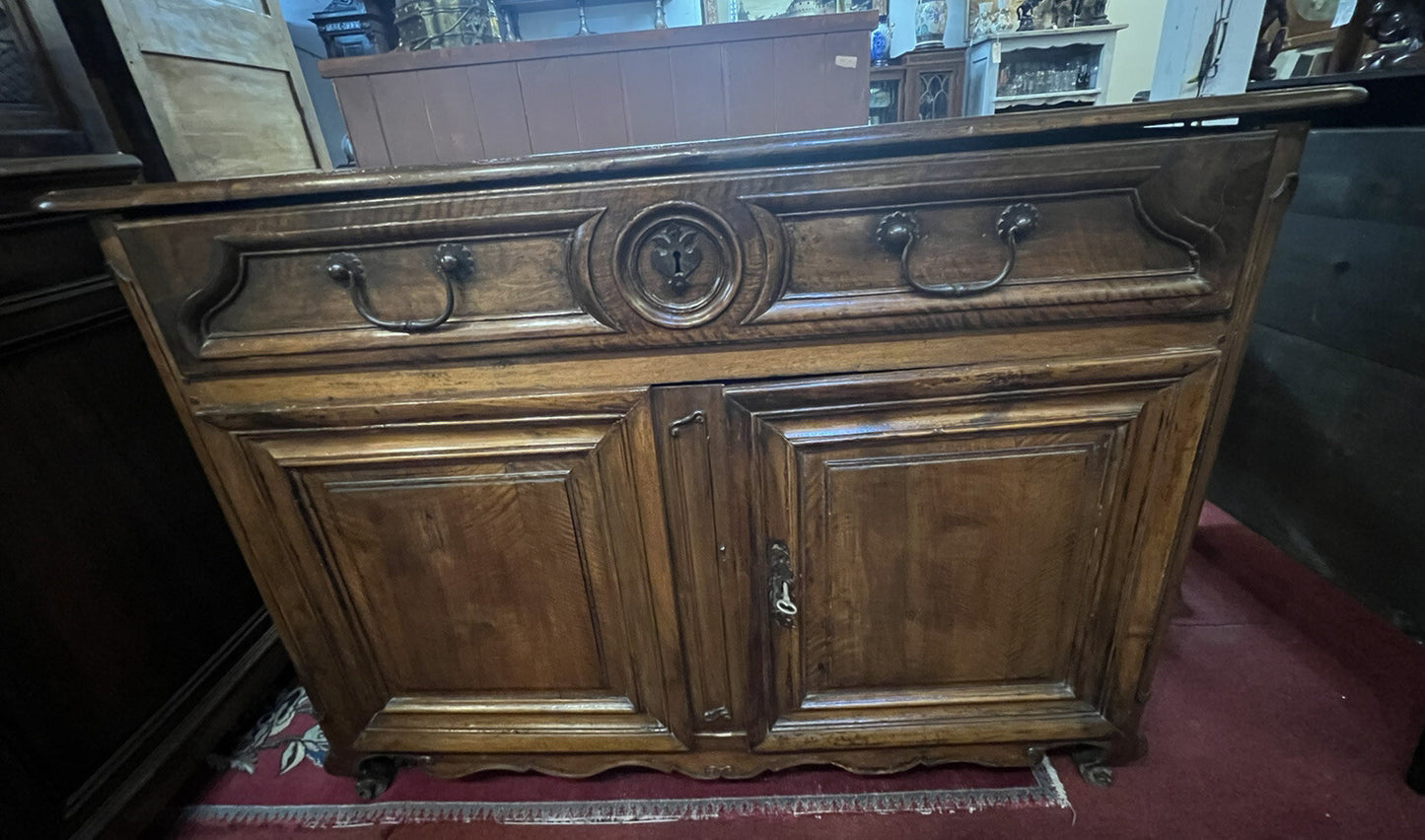 Antique French Oak Provincial Louis XV Chest Buffet Server Commode Sideboard