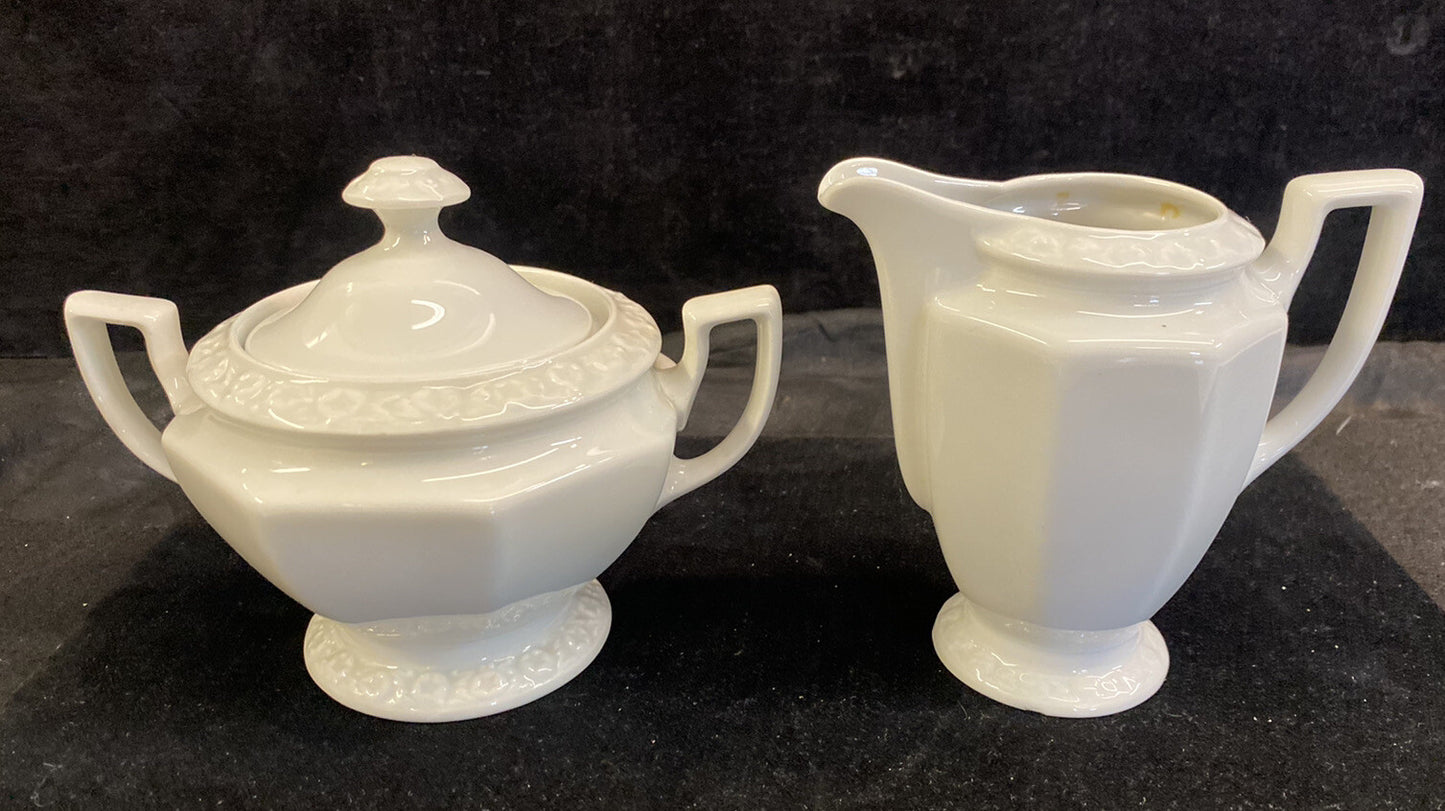 Rosenthal Classic Rose Maria White 6 1/4" Sugar Bowl & Creamer