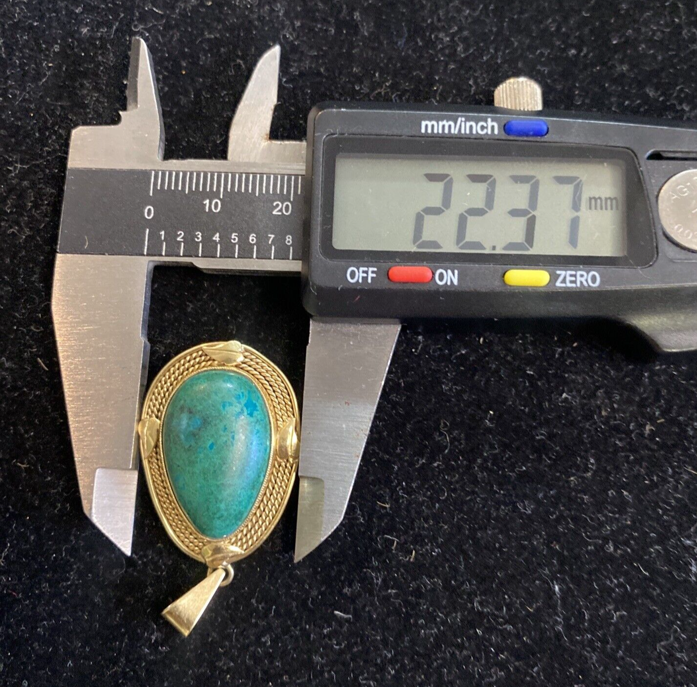 14k Gold VTG Israel Eilat Stone Cabochon Pendant Fine Jewelry 7.5g total