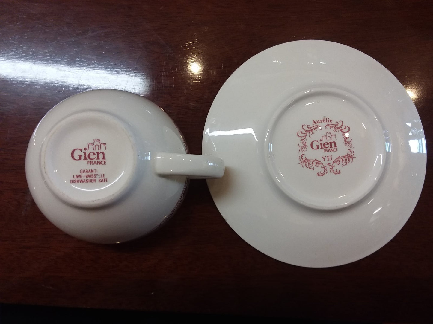 Set of 6 Cups & 6 Saucers by Gien in the Aurelie and Herbier Rose French Country