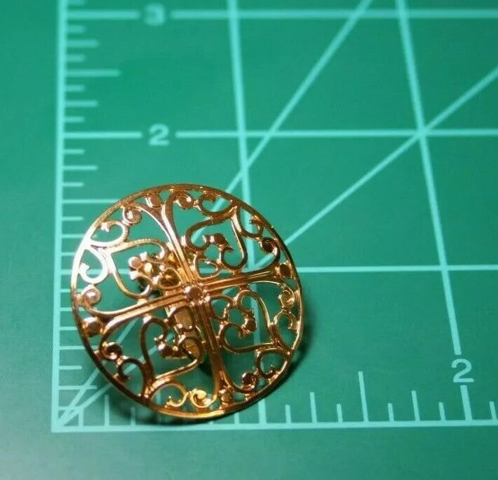 1980s Napier Filgree Round clip screwback earrings Goldtone 1.5"