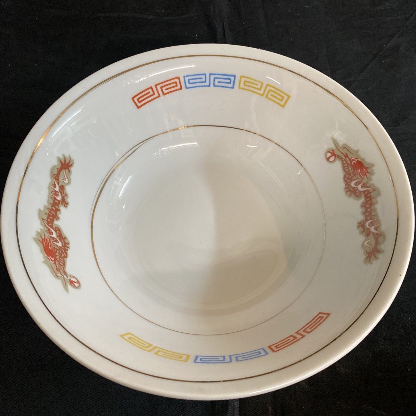 Japanese Saimin Porcelain Pheonix Dragon Key Design Rice/Noodle Bowl Set of 5