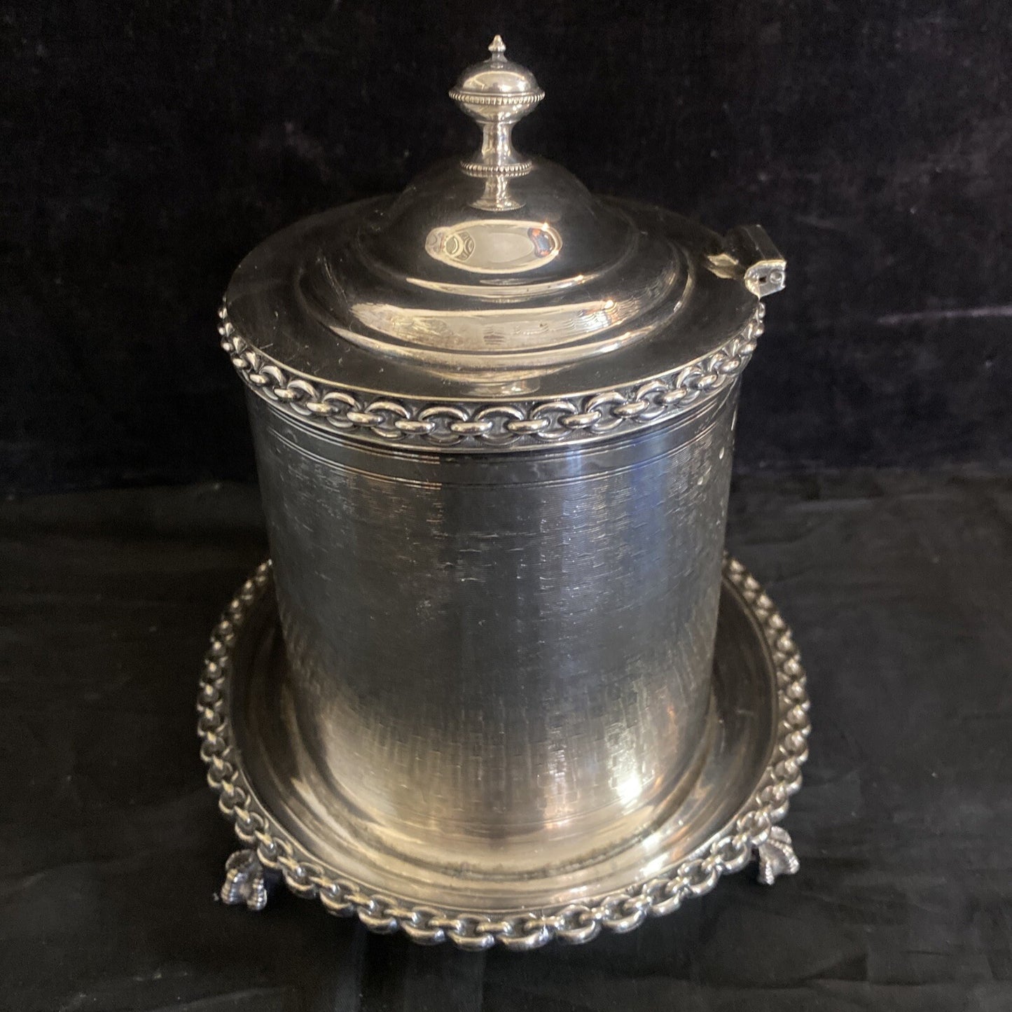 Antique Victorian Footed Silverplate Tea Caddy Biscuit Box