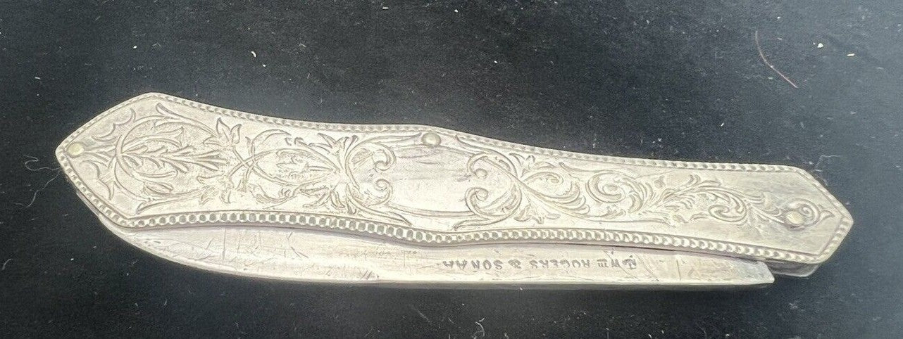 Antique Wm William Rogers Sterling Folding Fruit Knife 1890's Orig Box Seaman NY