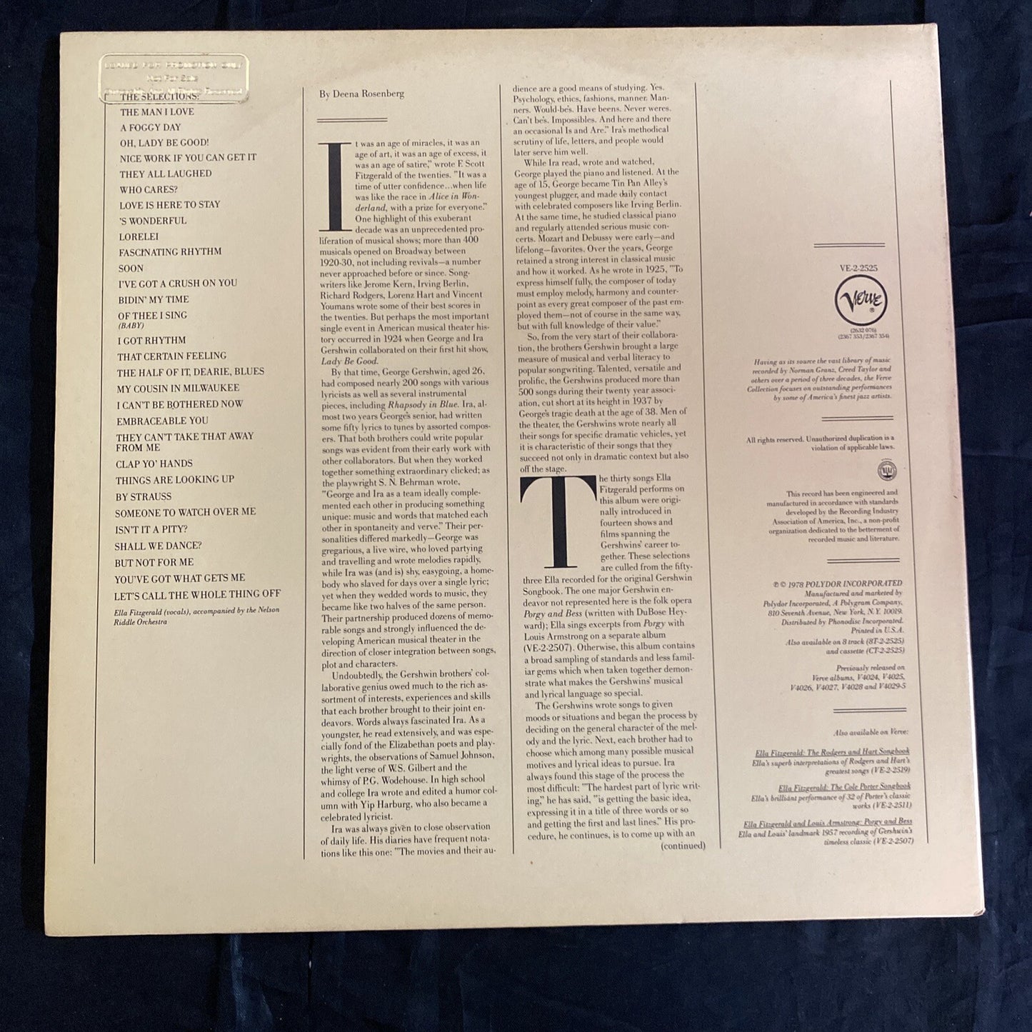 WHITE LABEL PROMO Ella Fitzgerald The George & Ira Gershwin Songbook NM/EX