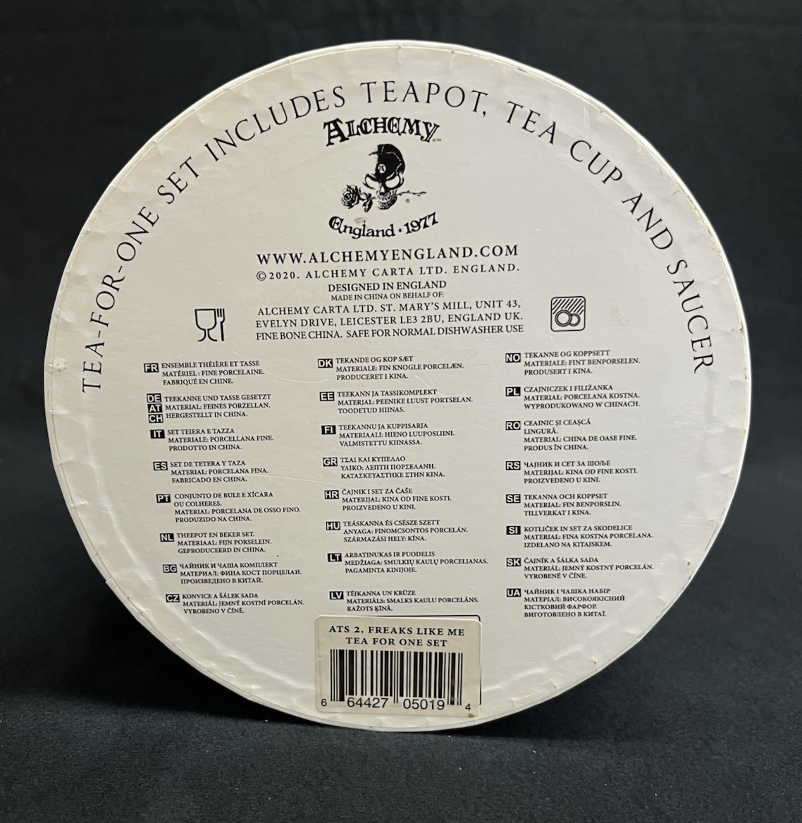Alchemy of England 1977 Tea for One "Freaks Like Me Drink Tea" China Set