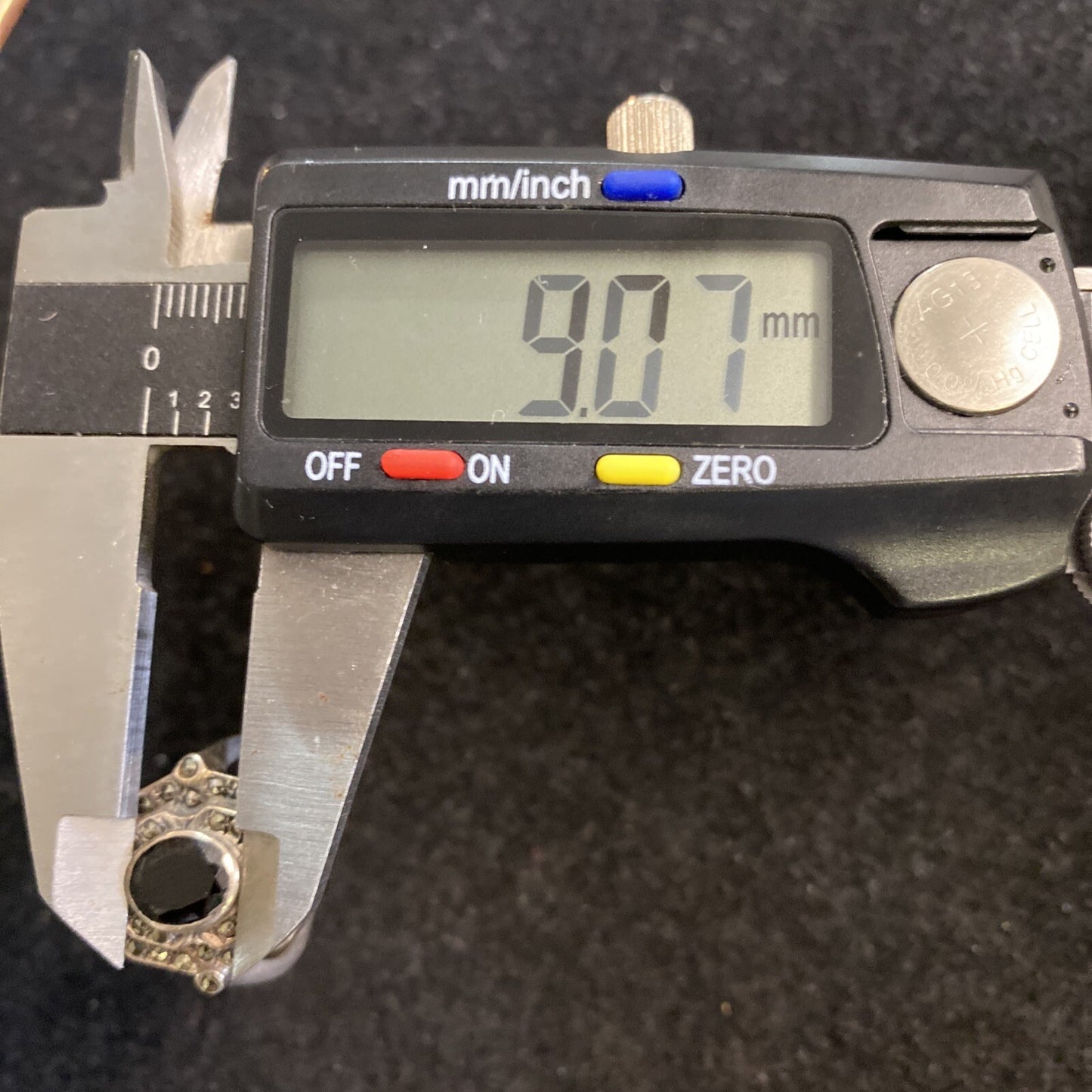 Sterling Silver 925 Faceted Black Onyx & Marcasite Stones Ring SZ 6.5 6.1g JM18