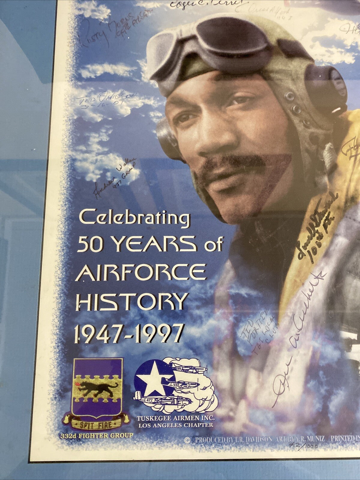Signed Tuskegee Airman Celebrating 50 Years of Airforce History Print 1947-97
