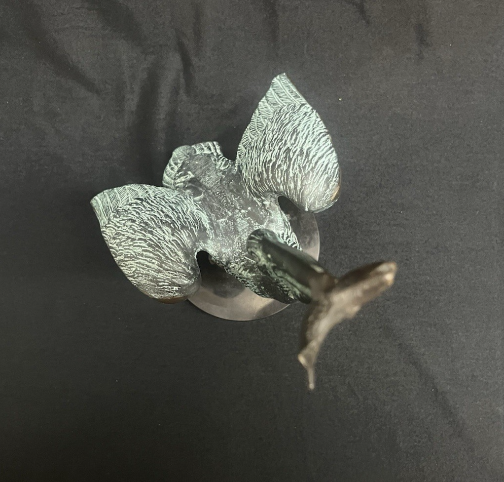 SPI Home Gallery Bronze Pelican Eating Fish Sculpture w/ Marble Base 15" PB2