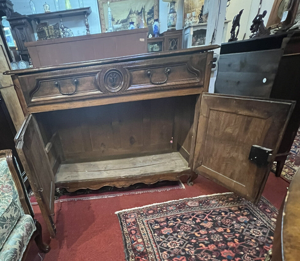 Antique French Oak Provincial Louis XV Chest Buffet Server Commode Sideboard