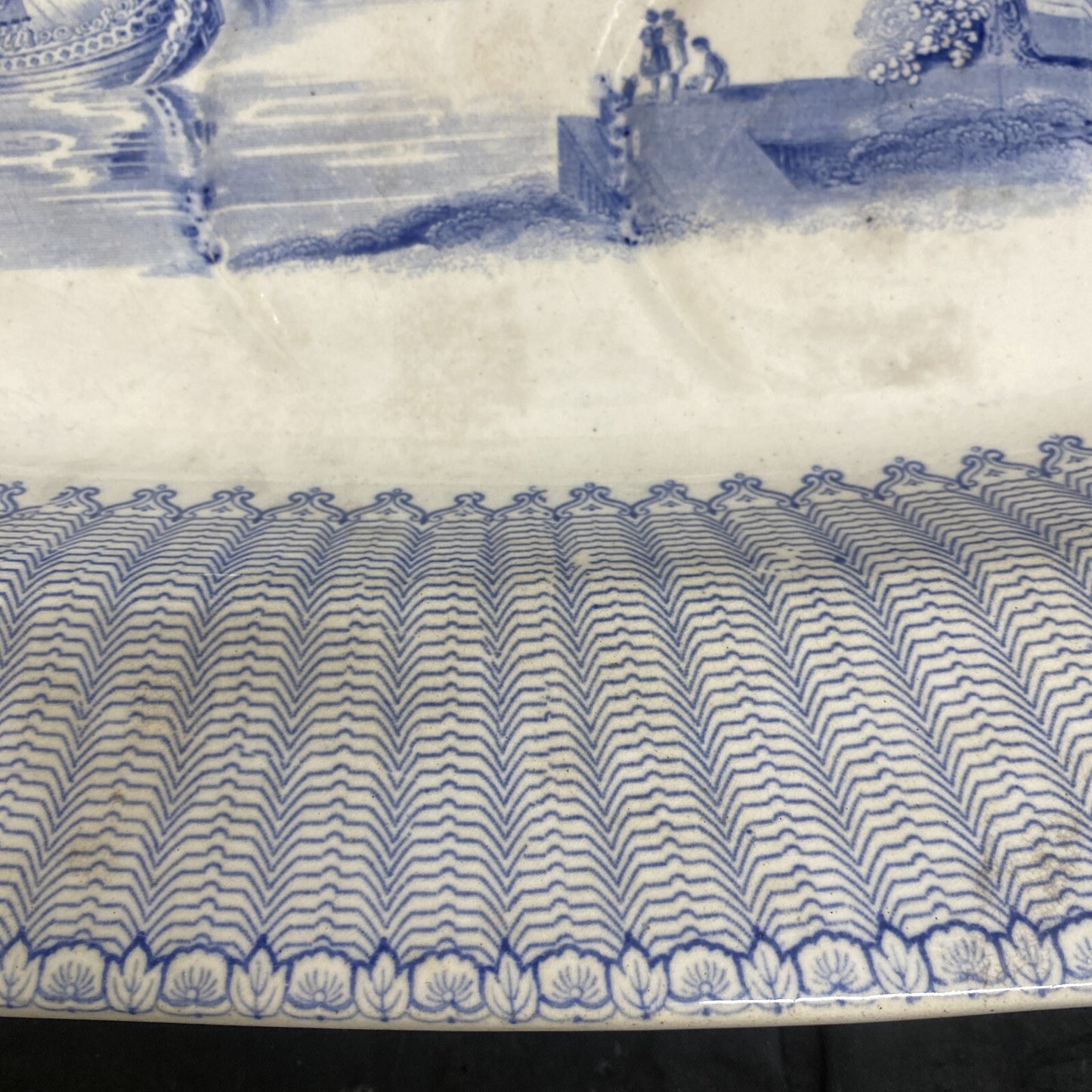 19.5" Blue White English Meat Platter W. K. Harvey 1845 Lindisfarne Castle KM11