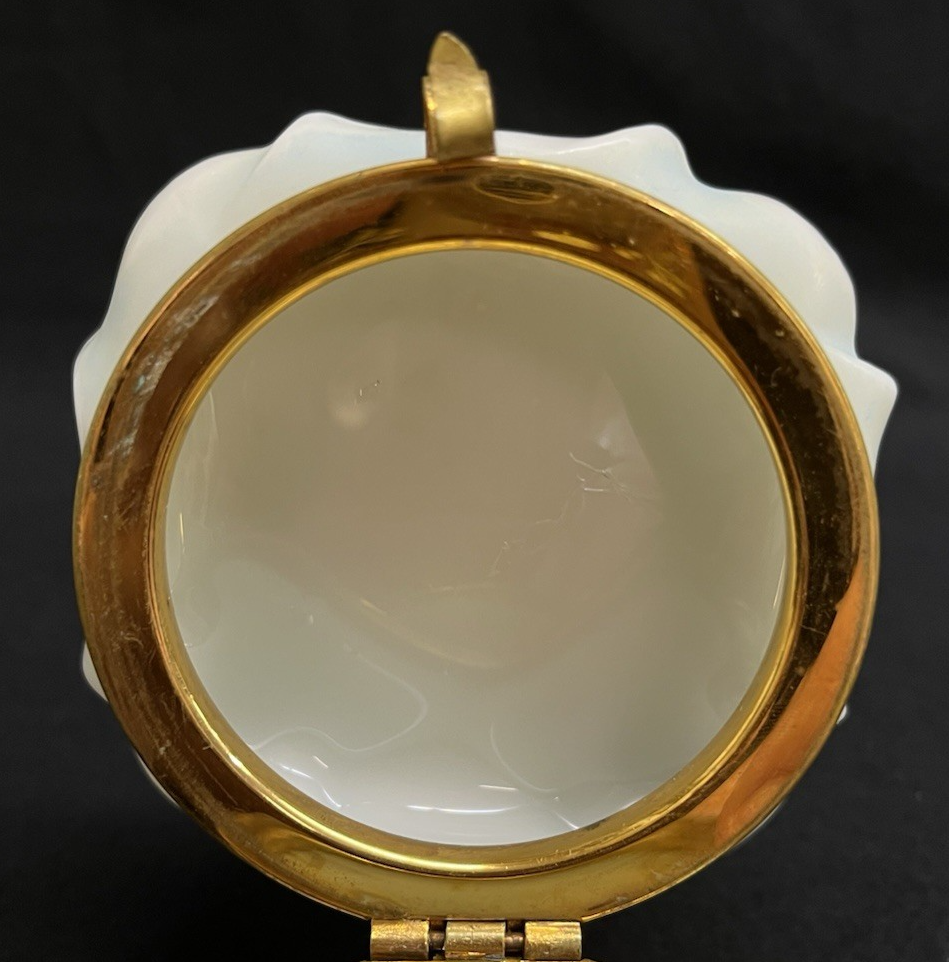 C.F. Monroe Co. Wave Crest Hand Painted Daisies Opal Glass Dresser Box