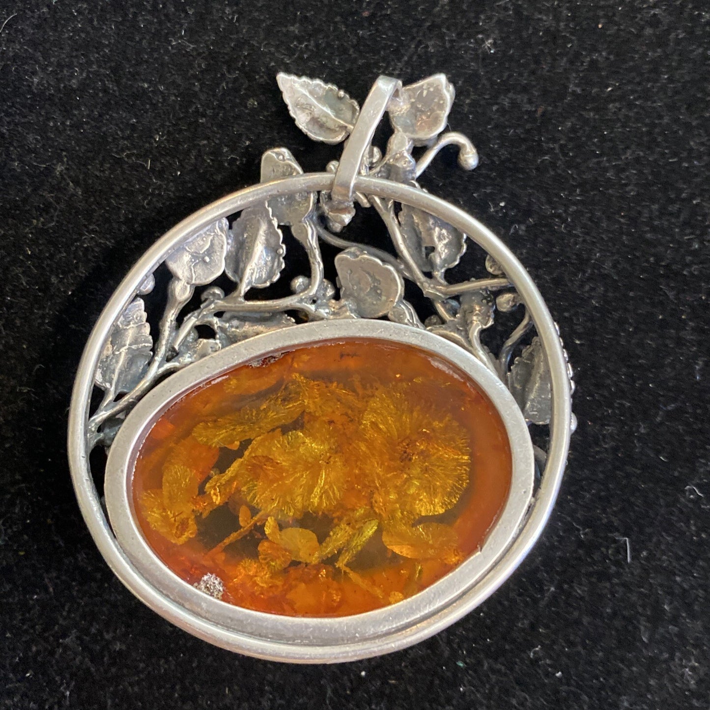 Prehistoric Authentic Baltic Amber & Sterling Silver 3" Pendant Handcrafted 61g