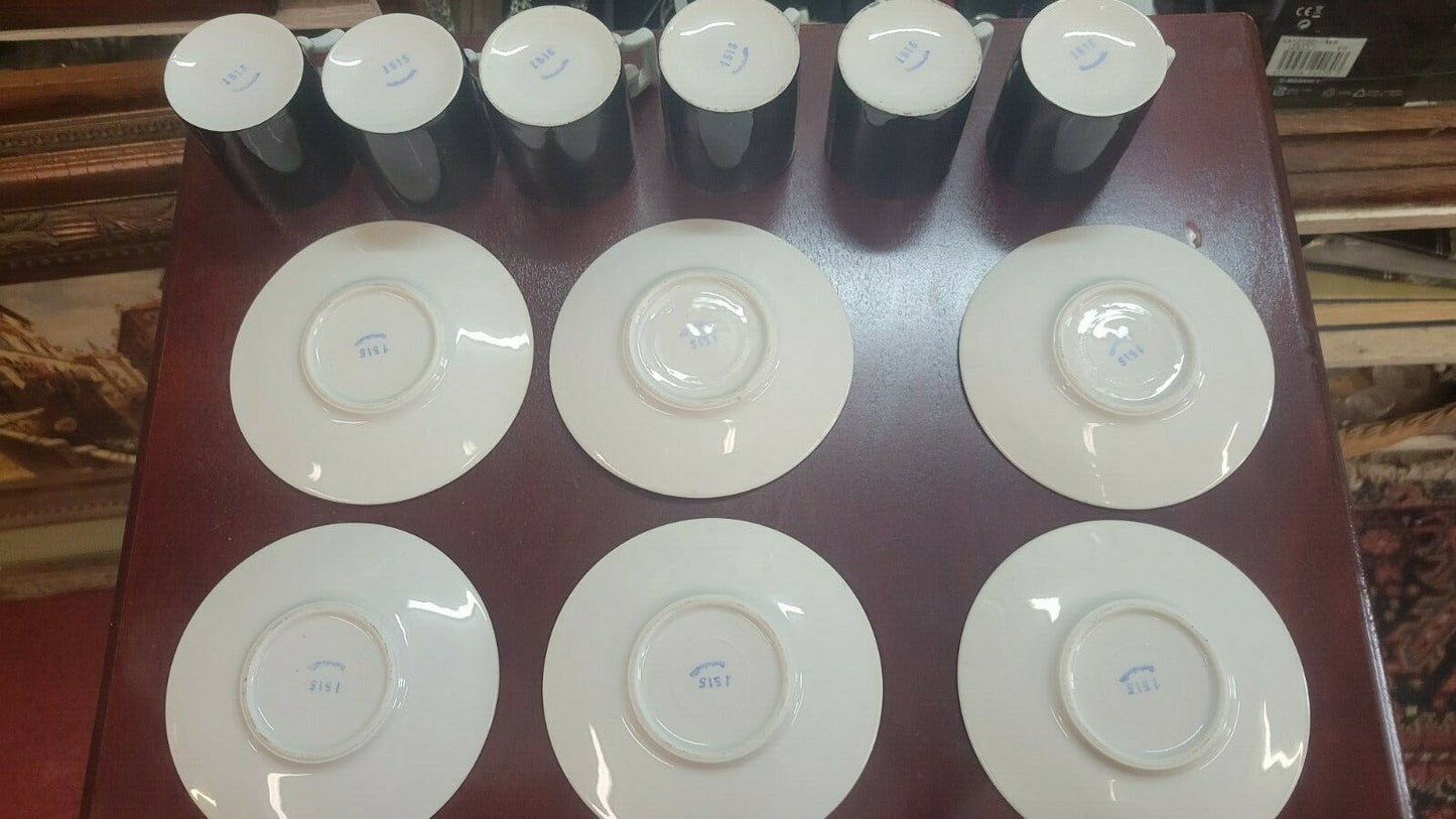 Czechoslovakia Demitasse Cup & Saucer  6 sets  Art Deco Black & White Espresso