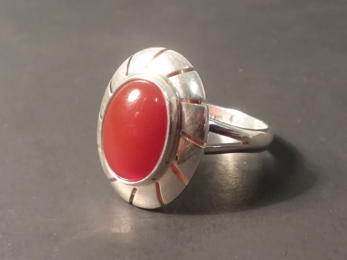 Red Carnelian  Sterling Silver Ring Mexico CII Sz 9.75 5.6g