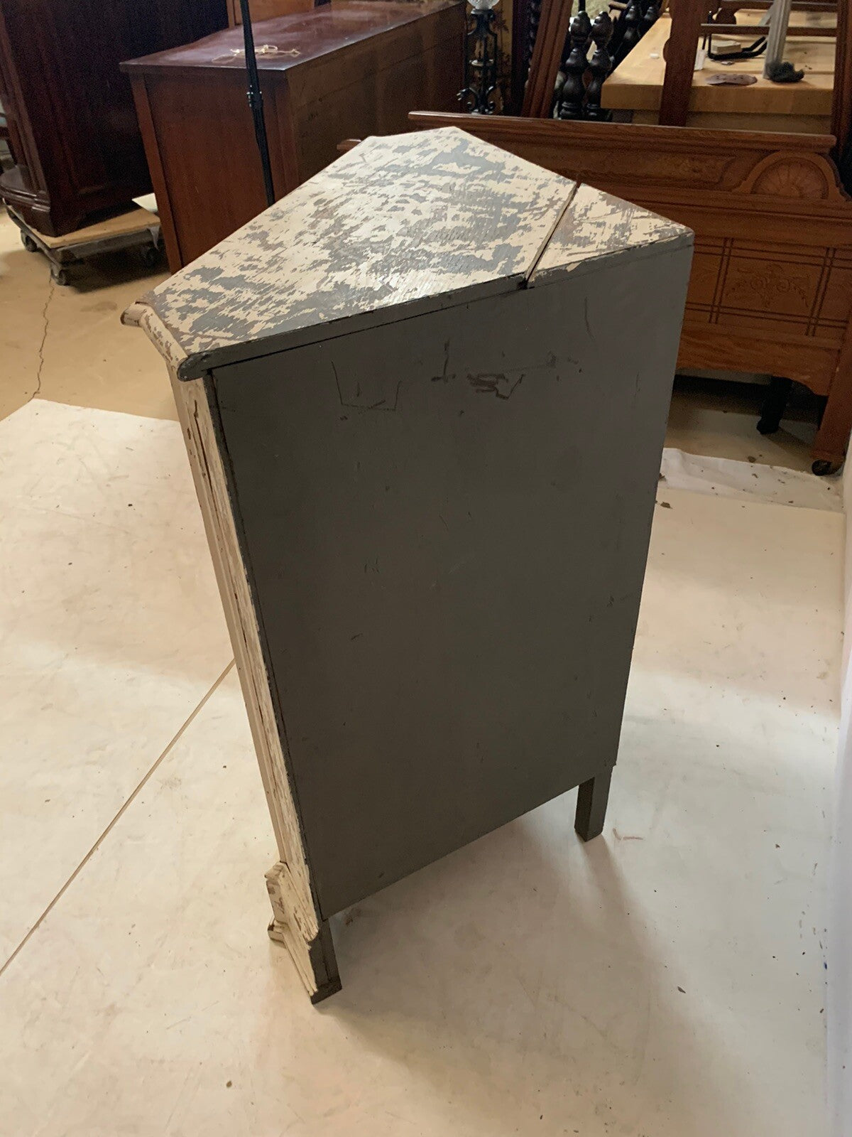 Antique French Provincial Painted Corner Cabinet Distressed Shabby Farmhouse