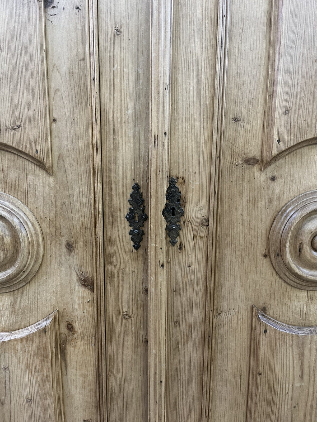 BLEACHED PINE CARVED PINE ARMOIRE CONVERTED BAR WINE LIQUOR CABINET 78" HIGH