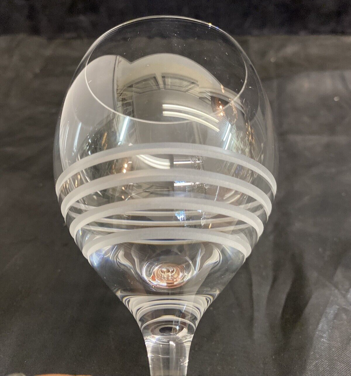 2x Hermès-Paris Fanfare Stemmed Wine Glass 6" & 6 1/4"