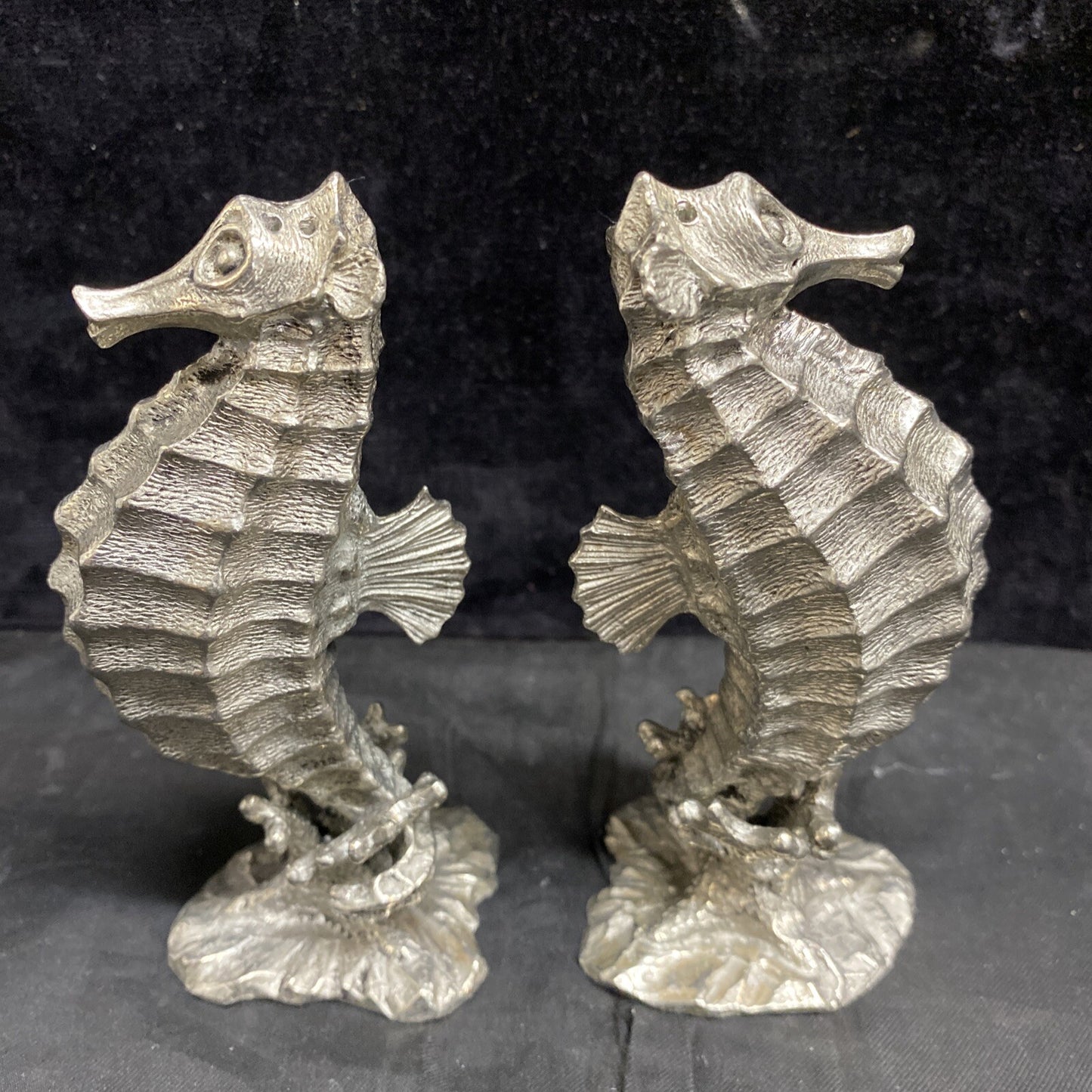 Pair of Pewter Seahorse Salt & Pepper Shakers by Vagabond House MSRP $75