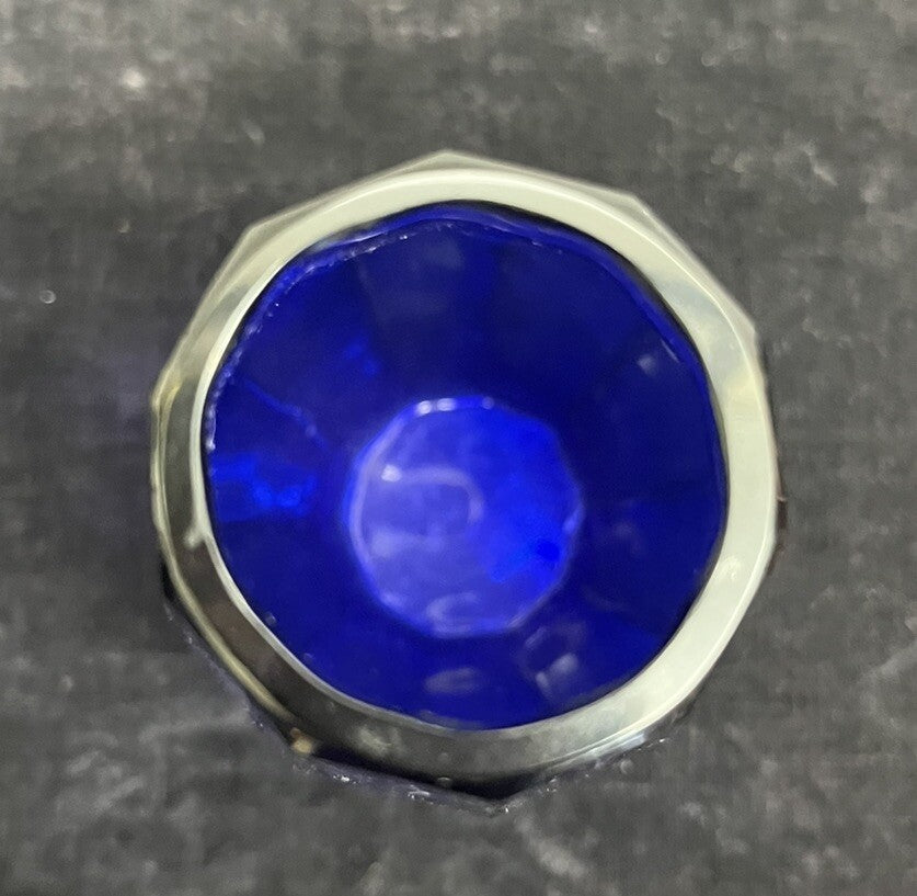 Cobalt Art Glass Faceted Vase H 5 1/2" Beautiful