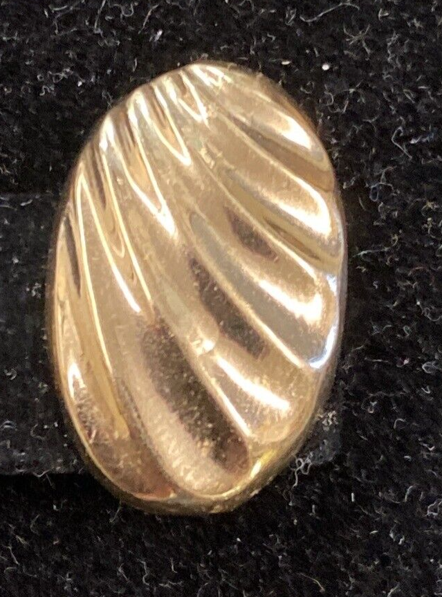 14K Yellow Gold Oval Shaped Pierced Earrings w/ Ridges 1.6g CB16