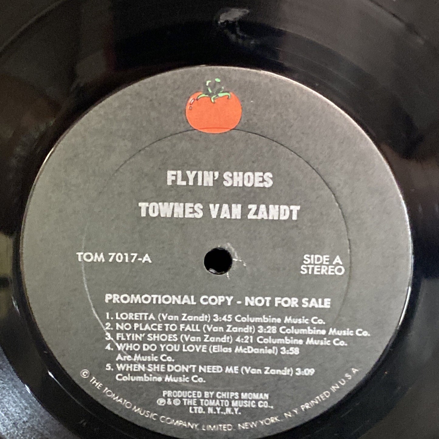 RARE PROMO VG/EX TOWNES VAN ZANDT Flyin' Shoes TOMATO LP TOM-7017