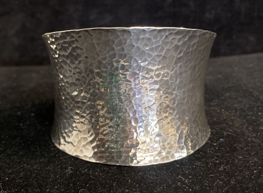 Vintage Sterling Silver Hammered Cuff Bracelet Marked 925