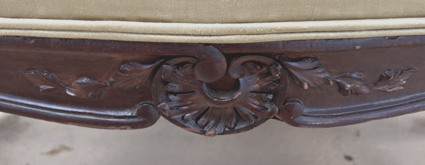 Antique French  Louis XVI Carved Wood Window Bench