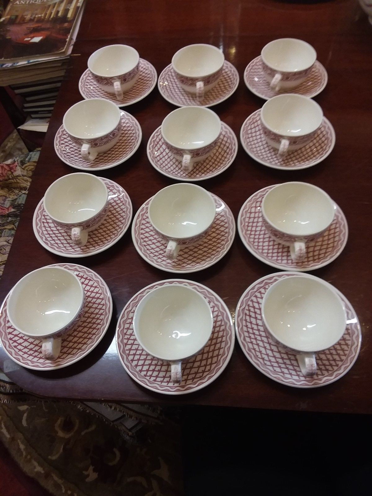 Set of 6 Cups & 6 Saucers by Gien in the Aurelie and Herbier Rose French Country
