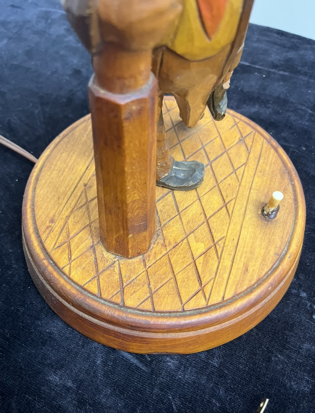 Solid Wood Carved German Table Lamp Karl Griesbaum Hobo Drunk Street