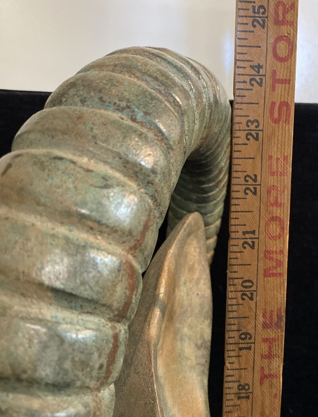 Persian Style Mounted Cast Bronze Ram's Head Sculpture