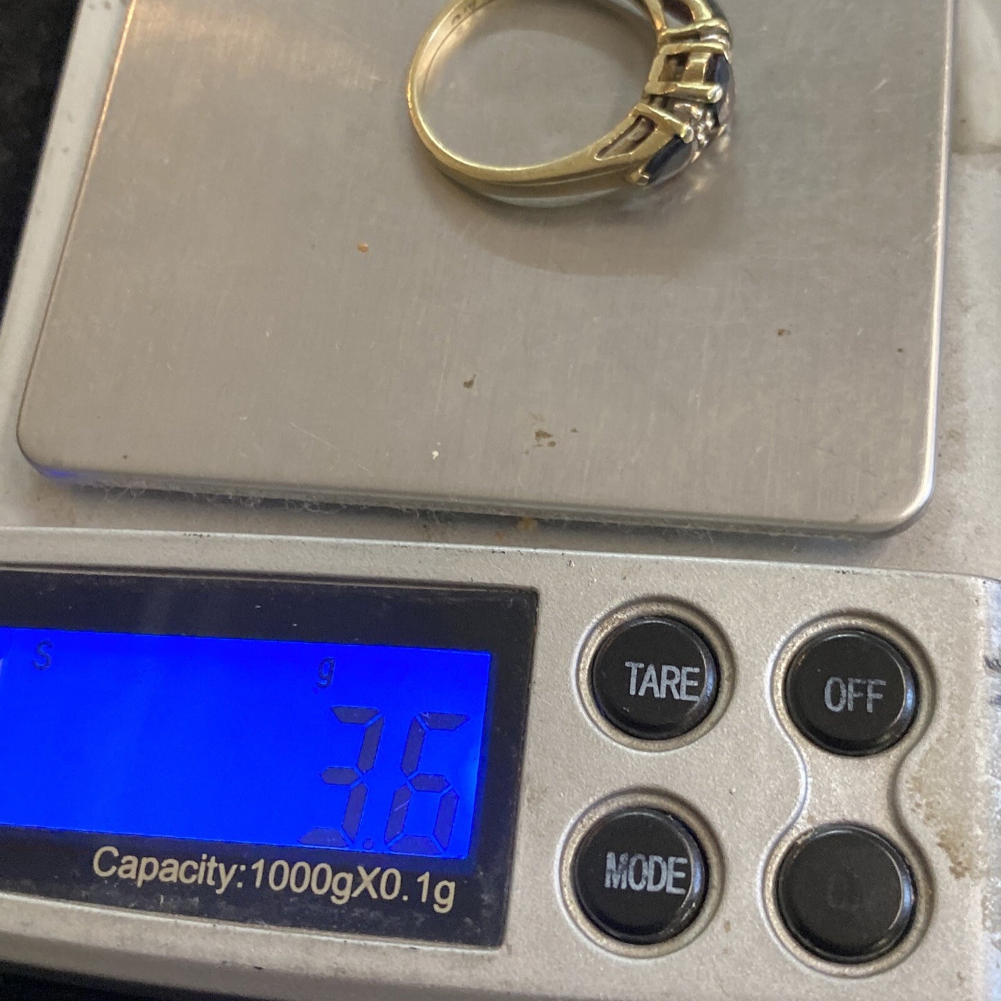 10K Yellow Gold Size 7.75 Sapphire Ring 2.7g