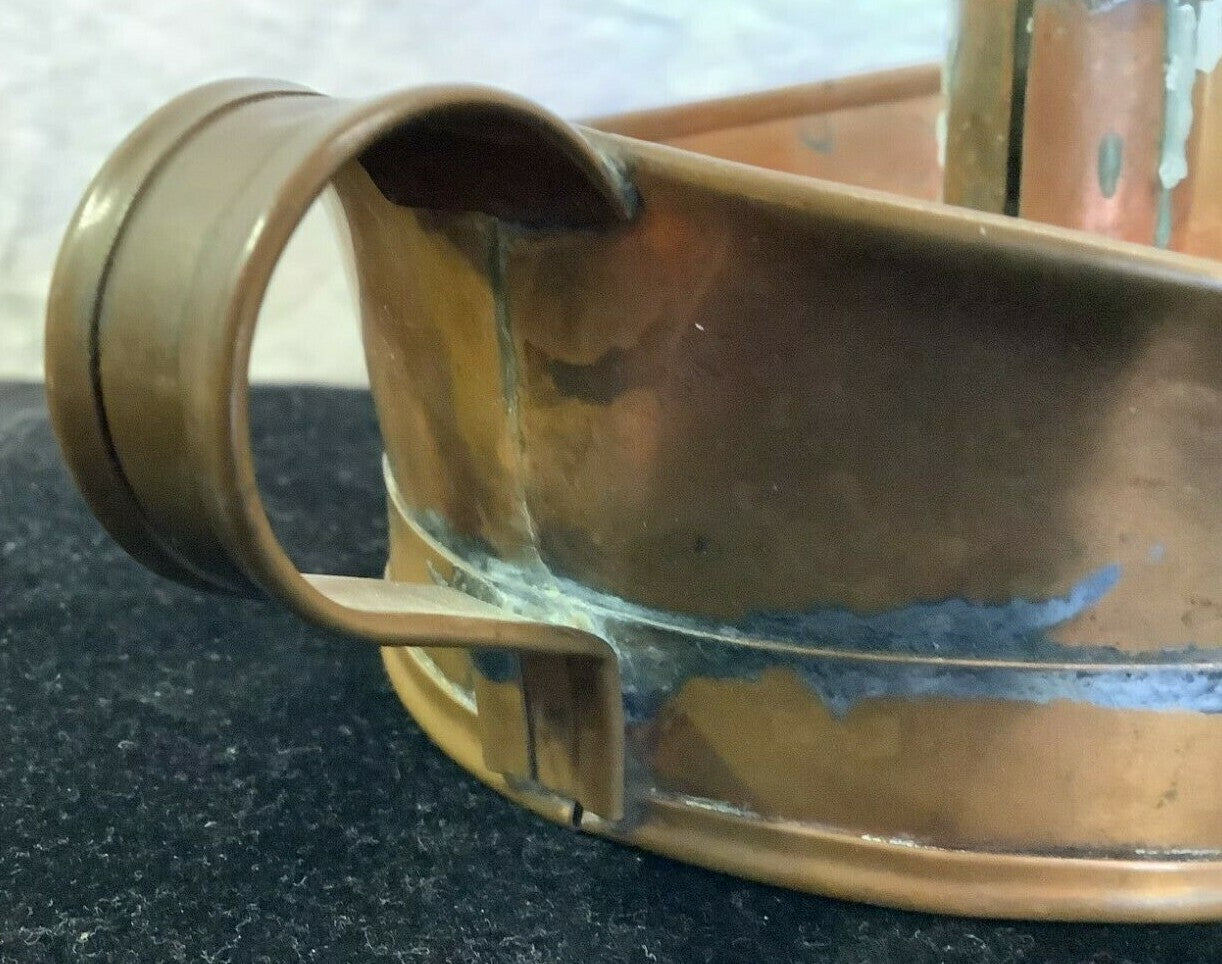 Antique Copper CANDLE HOLDER w Finger Loop Chamber stick 1800's