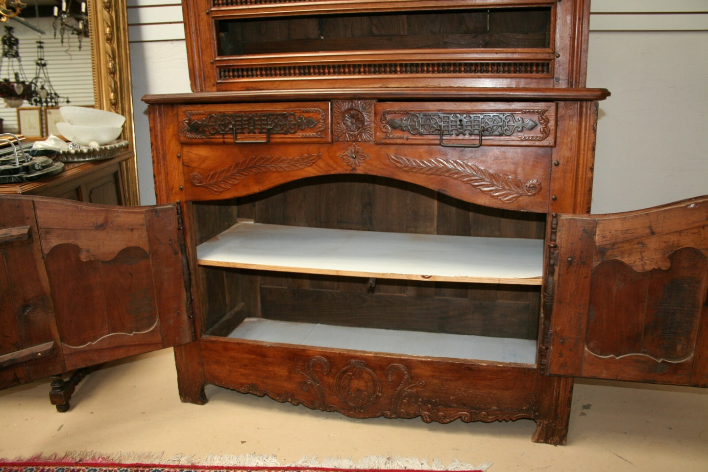 French Antique Renaissance Cupboard Vaisselier cabinet 1700s China Display