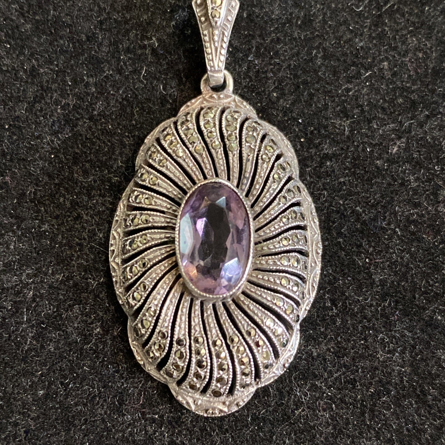 Victorian Sterling Silver & Amethyst Pendant 19th. Century 5.1g JM3