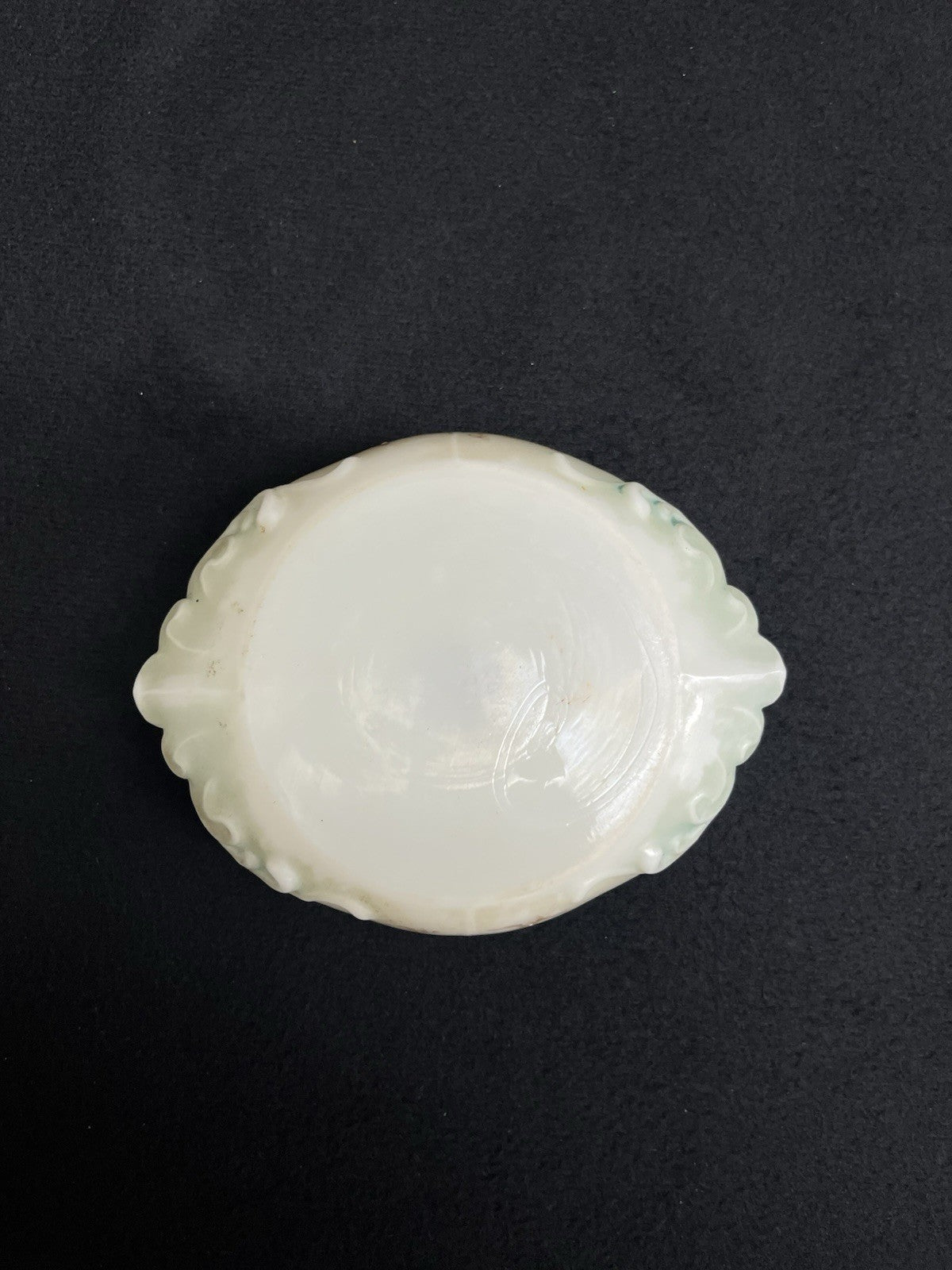 C.F. Monroe Co. Wave Crest Hand Painted Opal Glass Dresser Dish with Lid 4"