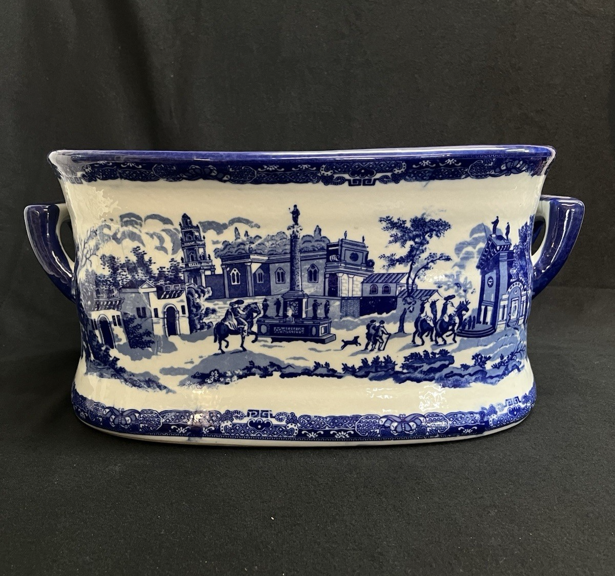 Victoria Ware Ironstone Chinoiserie Blue & White Porcelain Foot Bath 18" PB3